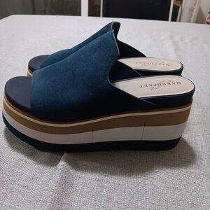 Naked Feet - Women’s Flow Platform Boho Sandal Navy Blue Suede Size 7.5